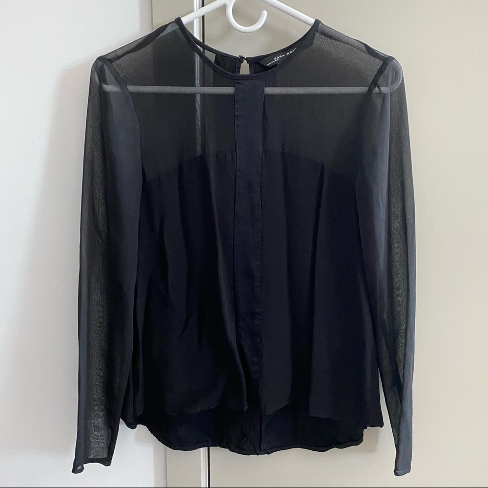 Zara black sheer blouse